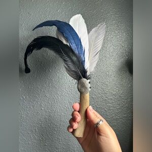 alter tool purple labradorite crystal smudge fan antler handle